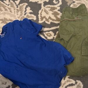 Tommy Hilfiger Blue Tee and Olive Shorts Set